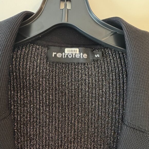 Retrofete Mimi Rib Knit Dress Metallic Black and Silver, Size Small - Picture 6 of 8